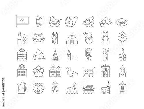 Set of simple icons of Cesky Krumlov