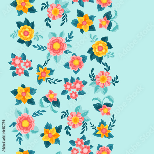 Seamless pattern with pretty flowers. Beautiful decorative natural buds and leaves. © incomible