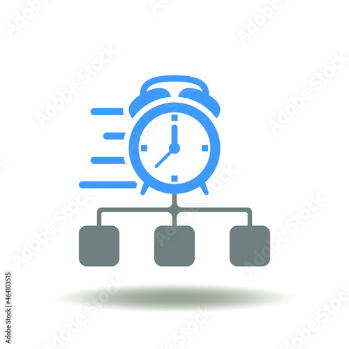 Vector illustration of chart with alarm clock speed moving. Symbol of agile methodology. Icon of scrum software development scheme.