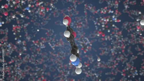 Molecule of paba, isolated molecular model. Looping 3D animation or motion background photo