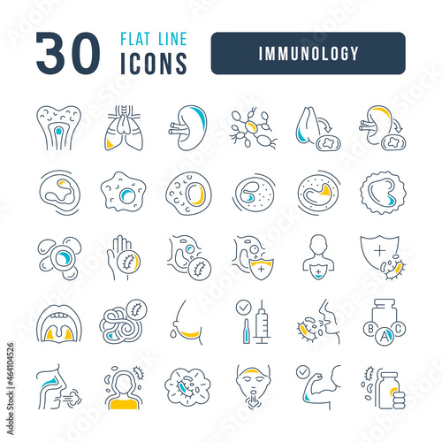 Immunology. Collection of perfectly thin icons for web design, app, and the most modern projects. The kit of signs for category Medicine.