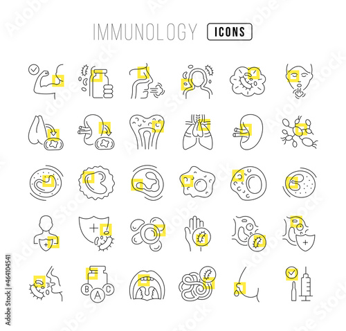 Immunology. Collection of perfectly thin icons for web design, app, and the most modern projects. The kit of signs for category Medicine.