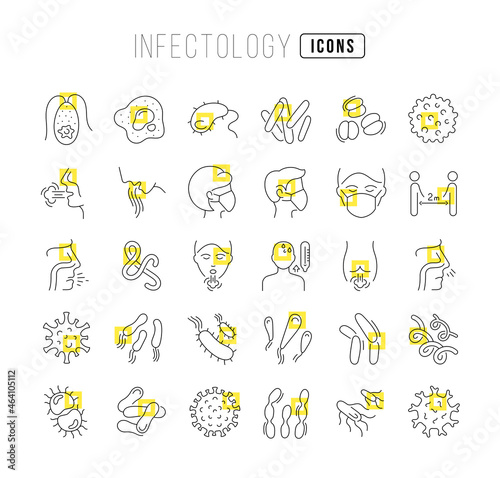 Infectology. Collection of perfectly thin icons for web design, app, and the most modern projects. The kit of signs for category Medicine.