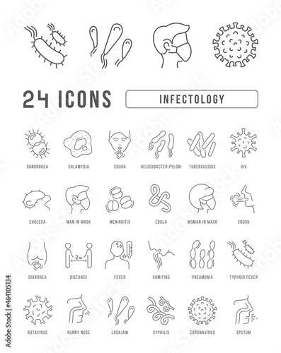 Infectology. Collection of perfectly thin icons for web design, app, and the most modern projects. The kit of signs for category Medicine. photo