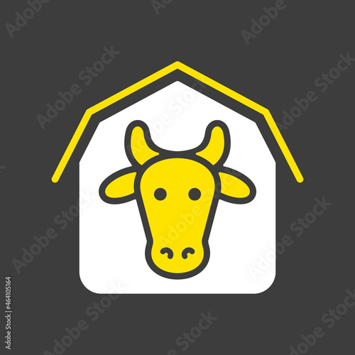 Cowshed vector flat icon. Farm animal sign