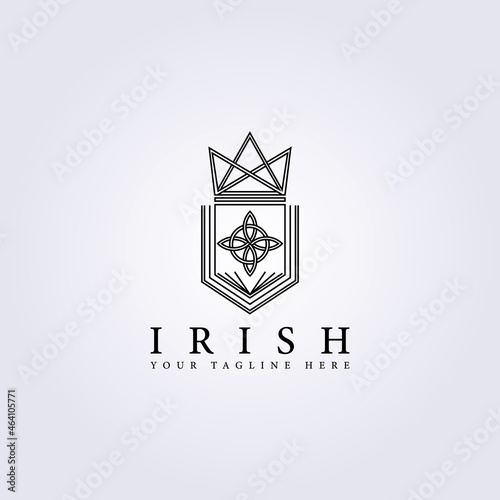traditional irish kingdom symbol celtic logo vector line art illustration design