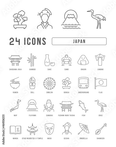 Japan. Collection of perfectly thin icons for web design, app, and the most modern projects. The kit of signs for category Countries and Cities.
