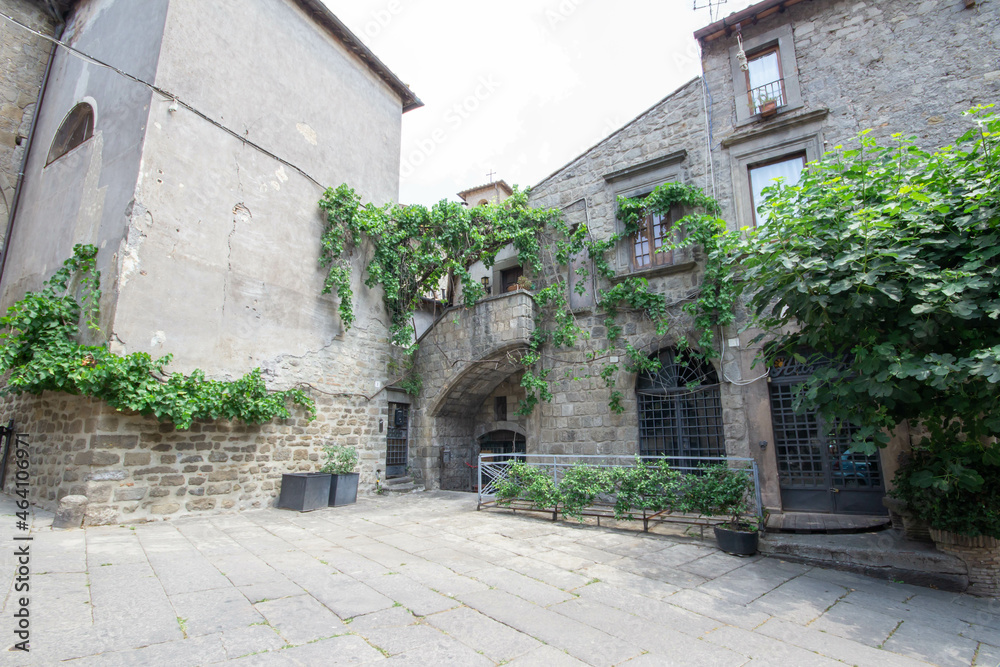 The Medieval town in Viterbo,The pathway to Piazza San Pellegrino,picturesque piazza which is perfectly preserved,a maze of tiny streets with low arches.