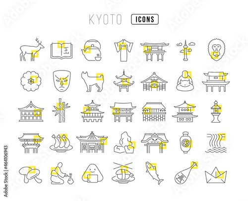 Kyoto. Collection of perfectly thin icons for web design, app, and the most modern projects. The kit of signs for category Countries and Cities.