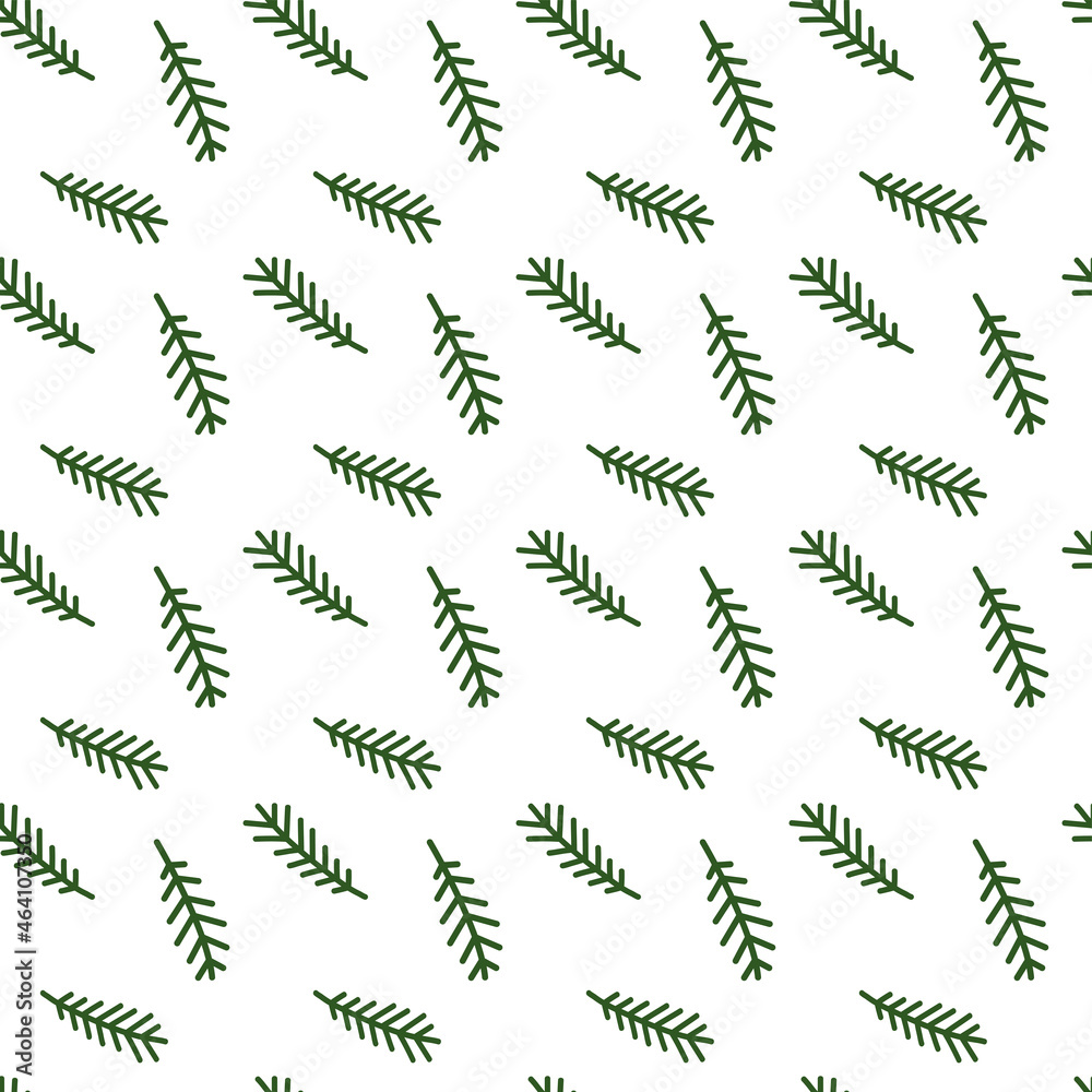 Cute christmas seamless pattern. Green fir branches on white background. Vector illustration for winter celebration. Spruce twigs for Christmas and New Year. Cute christmas seamless pattern. Green fir branches on white background. Vector illustration for winter celebration. Spruce twigs for Christmas and New Year.