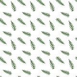 Cute christmas seamless pattern. Green fir branches on white background. Vector illustration for winter celebration. Spruce twigs for Christmas and New Year.