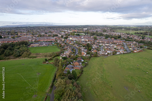 Aerial Houses Residential British England Drone Above View Summer Blue Sky Estate Agent.. photo