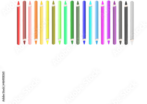 Paleta de colores en parte superior con lapiceros de color