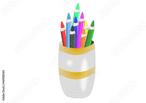 Bote con lapiceros de colores