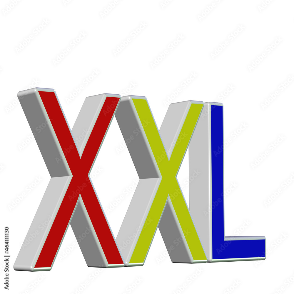 Obraz premium XXL als bunte 3D-Buchstaben vor weißem Hintergrund