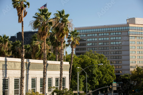 Afternoon view of the downtown skyline of San Bernardino, California, USA.