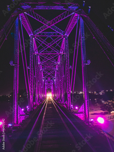 The purple bridge and the train photo