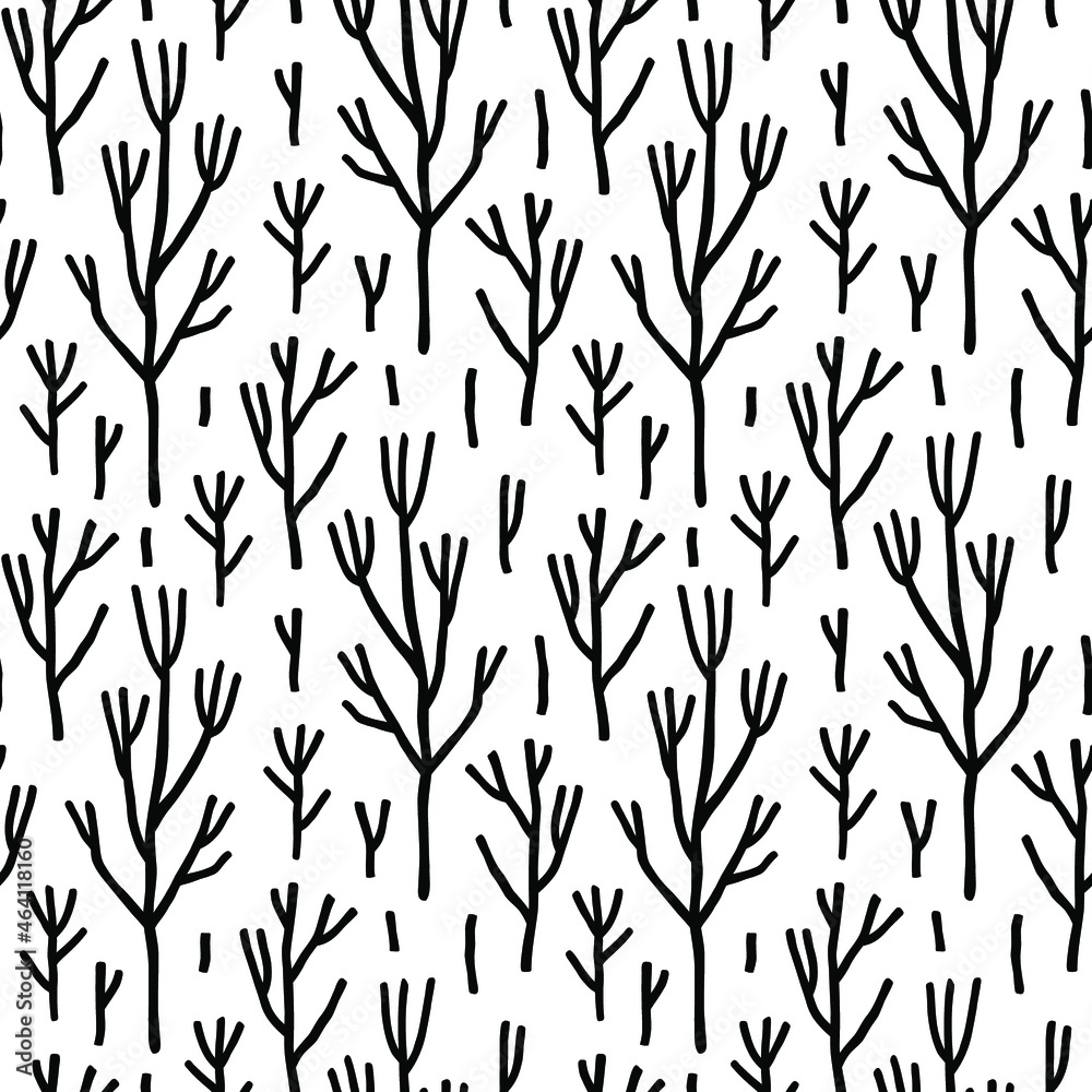 Vector seamless pattern with dried tree branches and sticks. Doodle nature pattern. Vector seamless pattern with dried tree branches and sticks. Doodle nature pattern.