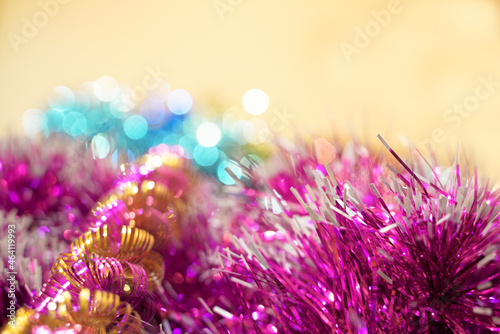 Close-up of different Christmas tinsel