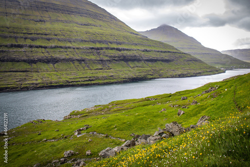 landscape on fjord, faroe islands, streymoy, north atlantic, europe