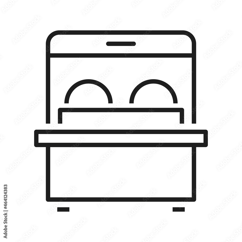 Monochrome dishwasher line icon vector illustration. Simple logo modern electric kitchen appliance