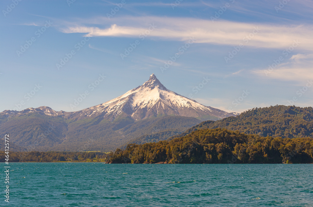 Puntiagudo volcano peak along All Saints Lake near Puerto Varas, Chile. Puntiagudo volcano peak along All Saints Lake near Puerto Varas, Chile.