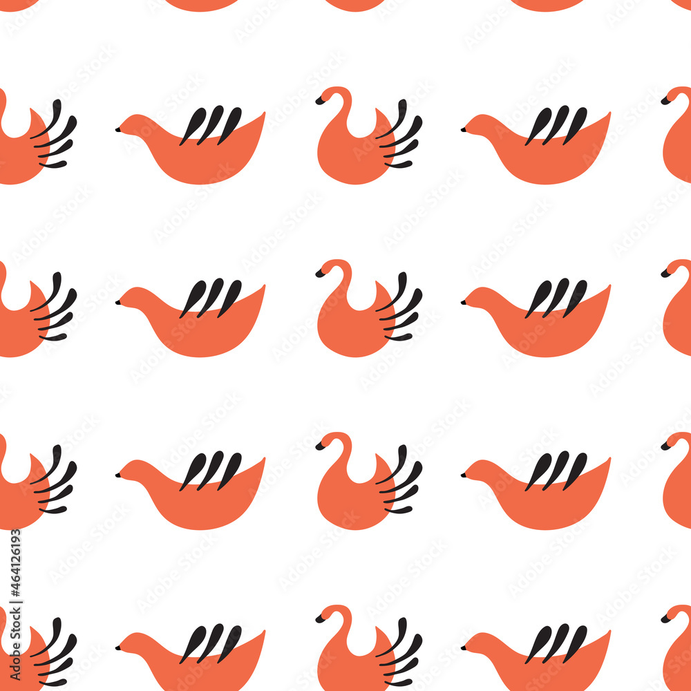 Obraz premium Seamless pattern. Vector illustration with national Russian Mezen painting. Doodle drawing.