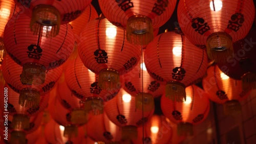 Chinese lanterns in red room