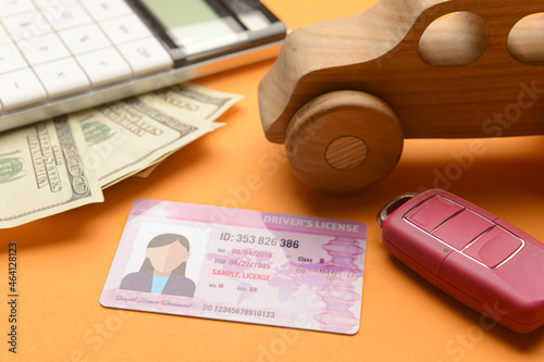 Driving license with wooden...