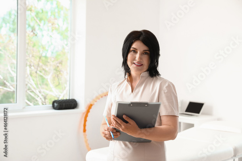 Female physiotherapist working in rehabilitation center