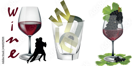 glasses and glass of red and white wine