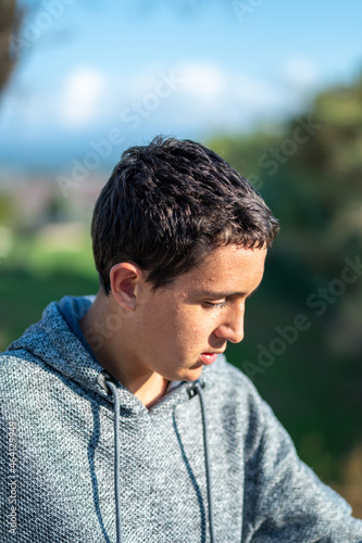 Wallpaper Mural Half body photo of latin teenage boy with black hair Torontodigital.ca