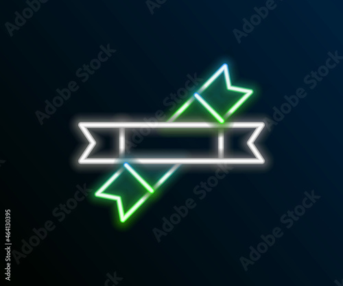 Glowing neon line Sugar stick packets icon isolated on black background. Blank individual package for bulk food products as coffee, salt, spices. Colorful outline concept. Vector
