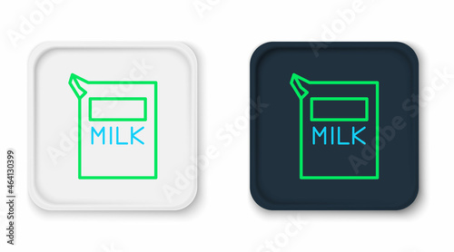Line Paper package for milk icon isolated on white background. Milk packet sign. Colorful outline concept. Vector