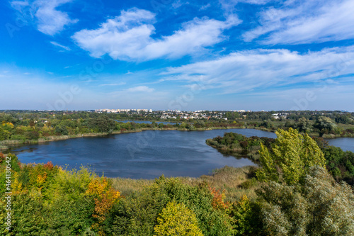 view of the poznan city district and ponds after the brickyards from the observation tower szachty