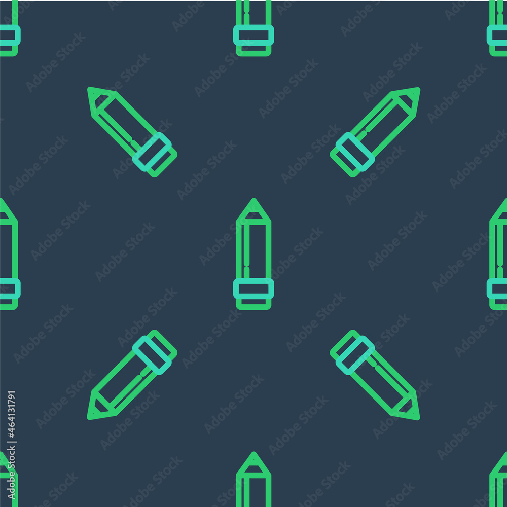 Line Pencil with eraser icon isolated seamless pattern on blue background. Drawing and educational tools. School office symbol. Vector Line Pencil with eraser icon isolated seamless pattern on blue background. Drawing and educational tools. School office symbol. Vector