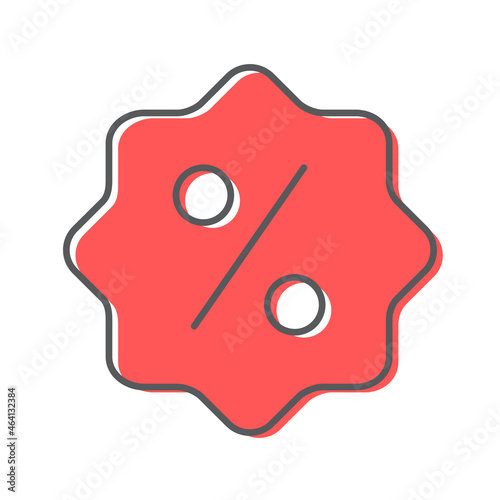 Red percentage icon symbol. Sale icon.