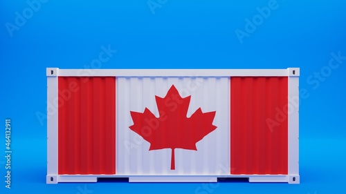 Side View Shipping Container on Blue Background with the National Flag of aFile ID(s): 464132911 - Original name(s): A033_Canada photo