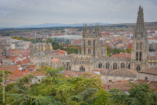 Burgos, Spain - 16 Oct 2021: The Santa Maria Cathedral of Burgos, Castile and Leon