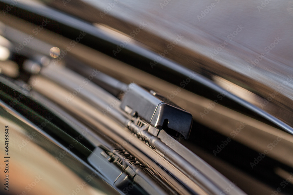 Car windwhield wiper close up. Modern car windshield wiper. Car windwhield wiper close up. Modern car windshield wiper.