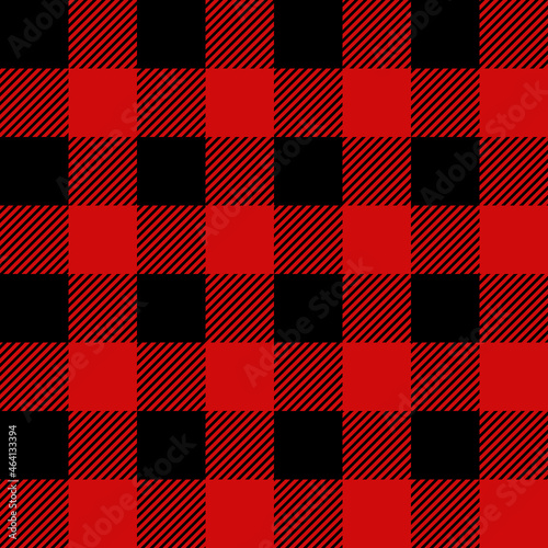 Seamless pattern. Red lumberjack buffalo plaid. Vector endless background, texture. Christmas patterns