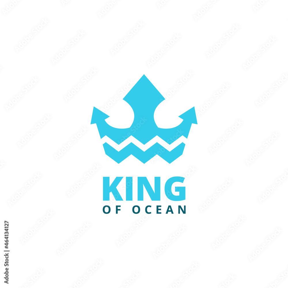 Blue Crown with Sea Wave logo design Blue Crown with Sea Wave logo design
