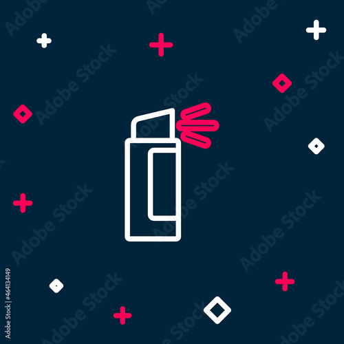 Line Pepper spray icon isolated on blue background. OC gas. Capsicum self defense aerosol. Colorful outline concept. Vector