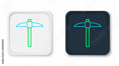 Line Pickaxe icon isolated on white background. Blockchain technology, cryptocurrency mining, bitcoin, digital money market, cryptocoin wallet. Colorful outline concept. Vector