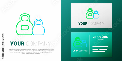 Line Kettlebell icon isolated on white background. Sport equipment. Colorful outline concept. Vector