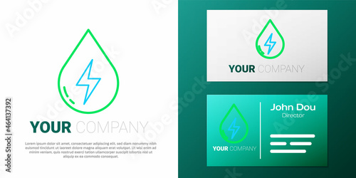 Line Water energy icon isolated on white background. Ecology concept with water droplet. Alternative energy concept. Colorful outline concept. Vector