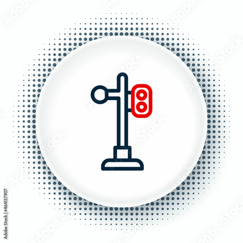 Line Train traffic light icon isolated on white background. Traffic lights for the railway to regulate the movement of trains. Colorful outline concept. Vector
