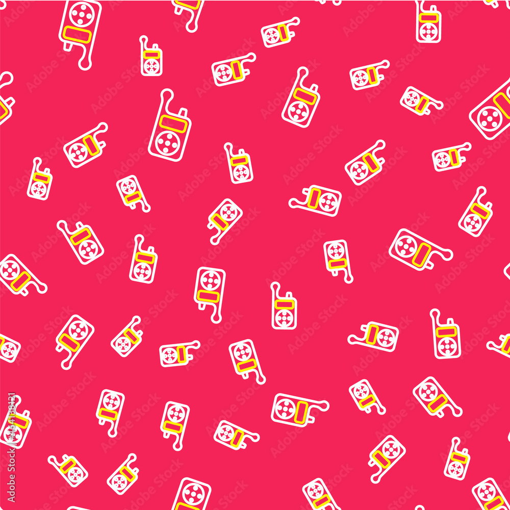 Line Baby Monitor Walkie Talkie icon isolated seamless pattern on red background. Vector Line Baby Monitor Walkie Talkie icon isolated seamless pattern on red background. Vector