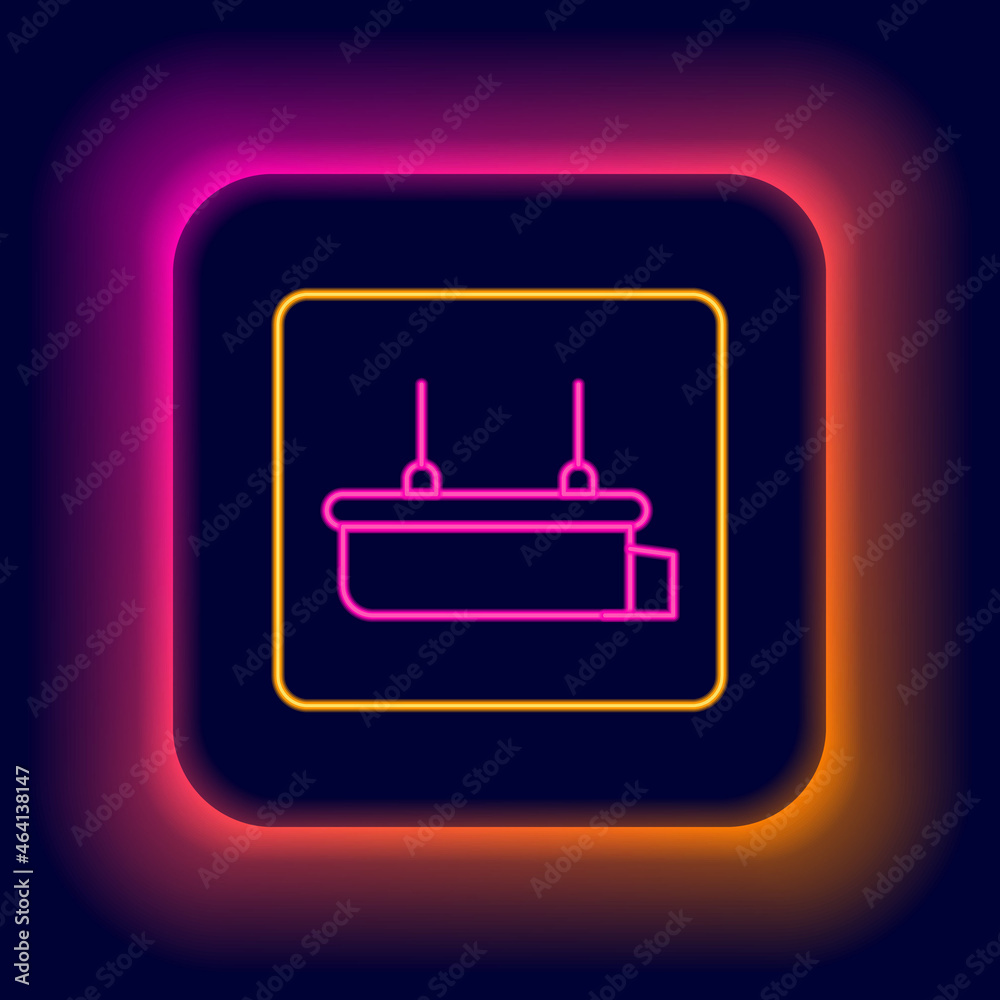 Glowing neon line Lifeboat icon isolated on black background. Colorful outline concept. Vector Glowing neon line Lifeboat icon isolated on black background. Colorful outline concept. Vector