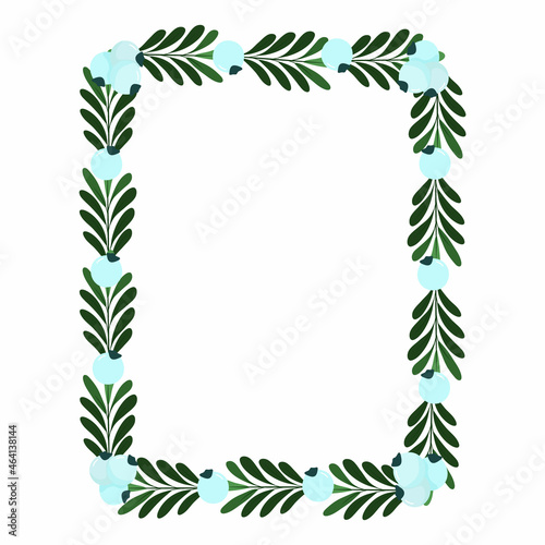 Vector Christmas frame with mistletoe. Hand-drawn illustration for congratulations and invitations with wreath and frame.